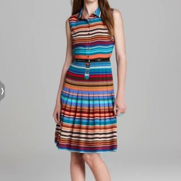 Calvin Klein Button Front Sleeveless Pleated Dress - Picture 4 of 10